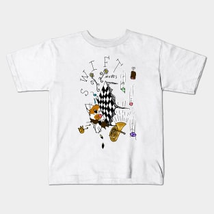 Swift Moves - A Tuba Cat Plays Chess Against Meat Racing Shapes Kids T-Shirt